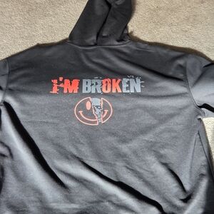 Black "I'm Broken" Graphic Hoodie - Men's Black Pullover